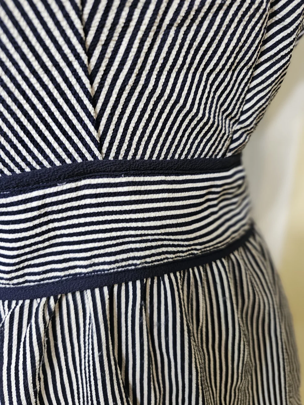 Monteau Navy & White Striped Peplum Blouse - Picture 2 of 8